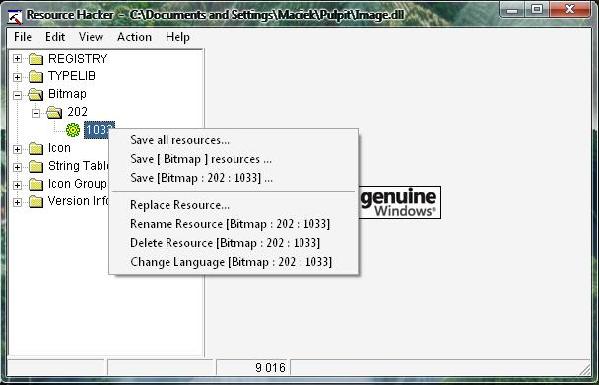 reshack-replacing bitmap