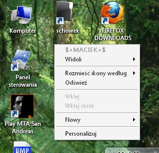 u name in desktop context menu
