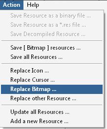 Resource Hacker - menu akcji