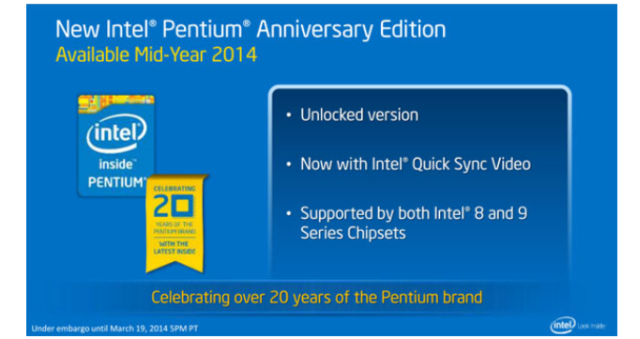 Pentium z odblokowanym mnonikiem na 20sto lecie marki