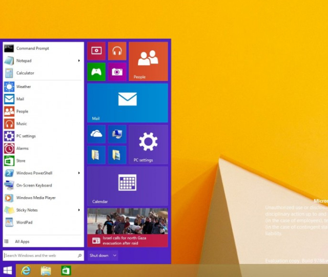 Pokazano zrzut nowego Menu Start w Windows 9