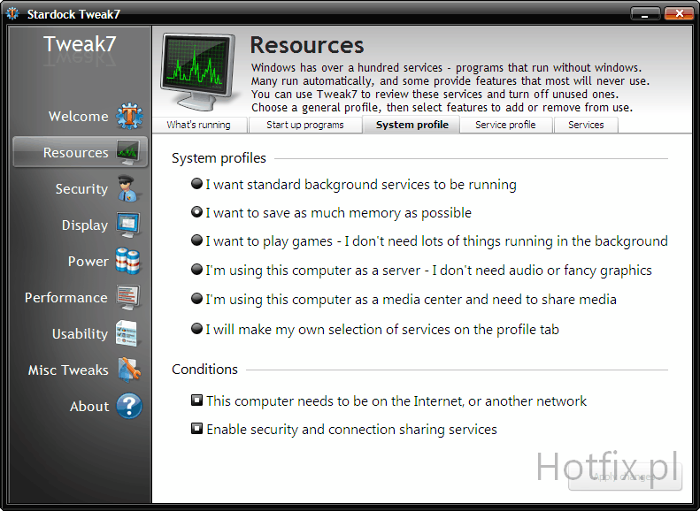 Stardock Tweak7 - profile usug
