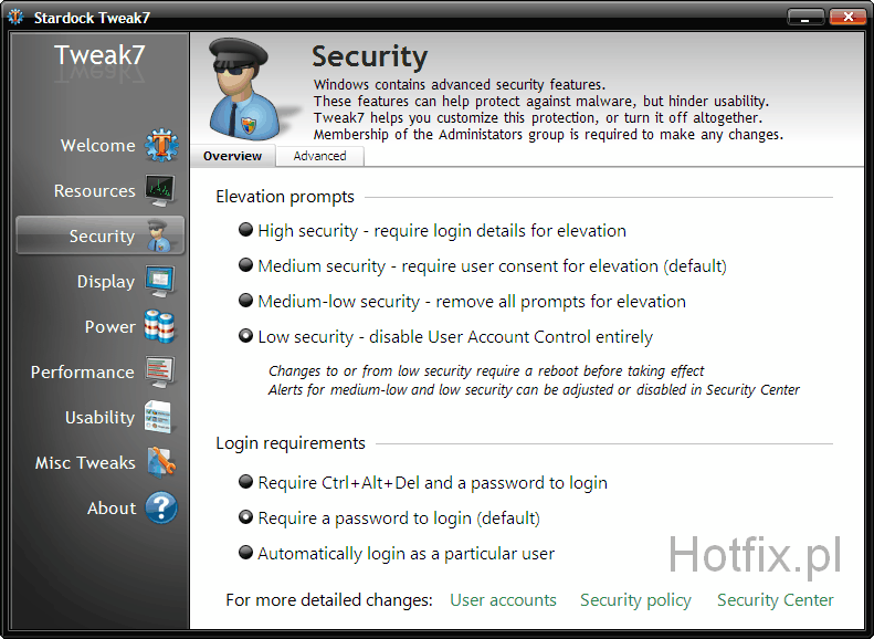 Stardock Tweak7 - Security overview