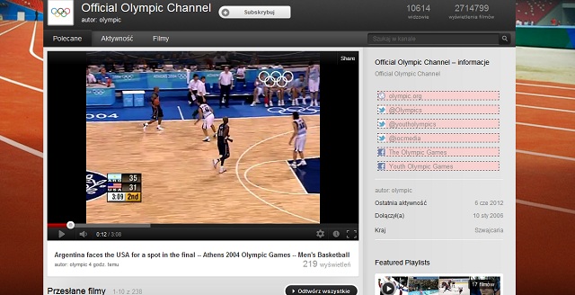 Olimpiada w Londynie bdzie nadawana w YouTube