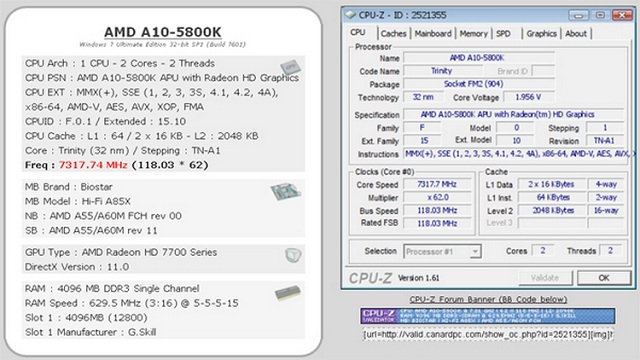 AMD Trinity A10-5800K podkrcony do 7.3 GHz
