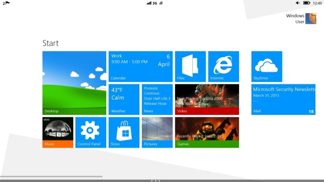 Przedstawiono wygld ekranu startowego Windows 9
