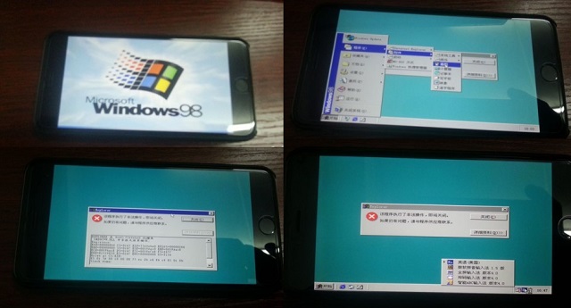 Windows 98 uruchomiony na Apple iPhone 6 Plus