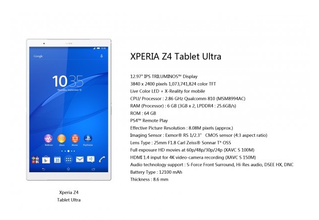 13 calowy tablet Sony Xperia Tablet Ultra Z4