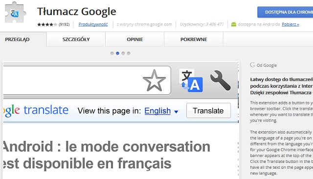 Google uruchamia wtyczk Google Translator dla Chrome