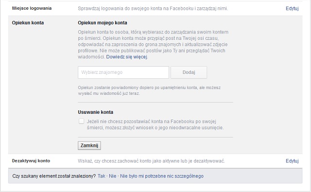 Zarzdzanie kontem na Facebooku po mierci dostpne w Polsce