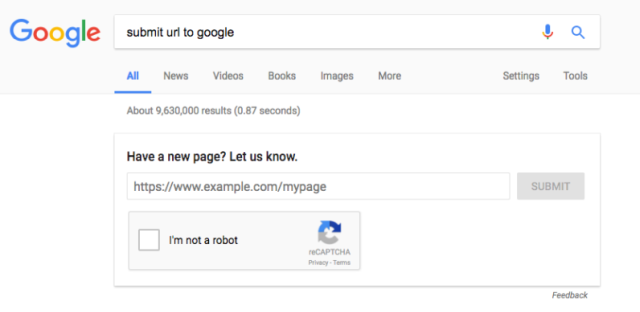 Google pozwala na dodanie strony poprzez wyniki wyszukiwania