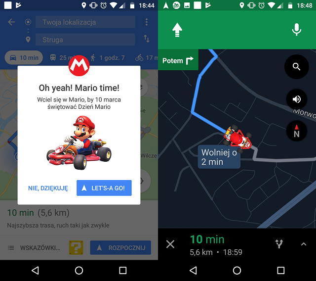 Google zmienio symbol strzaki w mapach na Mario