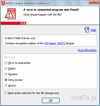 Avira AntiVir Personal - Free Antivirus - wykrycie wirusa, avira virus