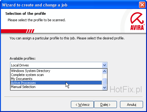 Avira AntiVir Personal - Free Antivirus - Wybierz obszar do skanowania