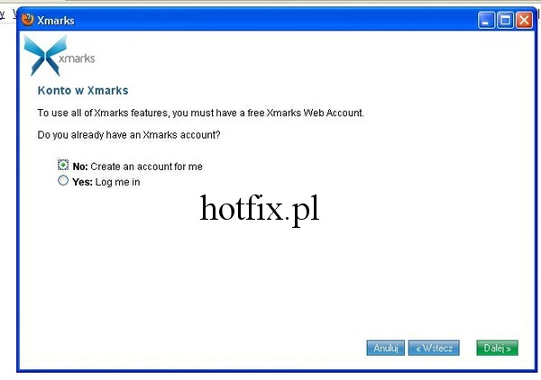 Xmarks - nowe konto