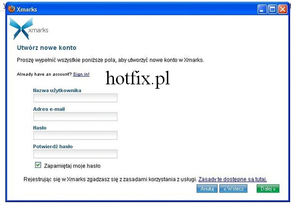 Xmarks rejestracja