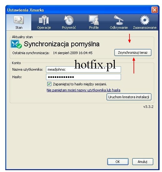 Kliknij zsynchronizuj teraz