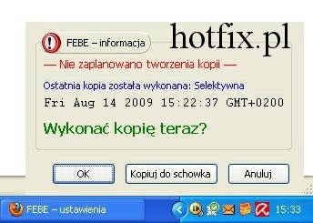 FEBE tworzenie backupu profilu