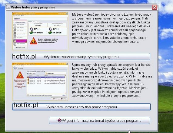 Opiekun dziecka - wybr trybu