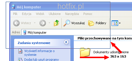 Zaznaczony obszar do zrzutu