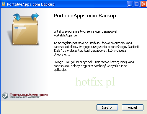 PortableApps okno programu