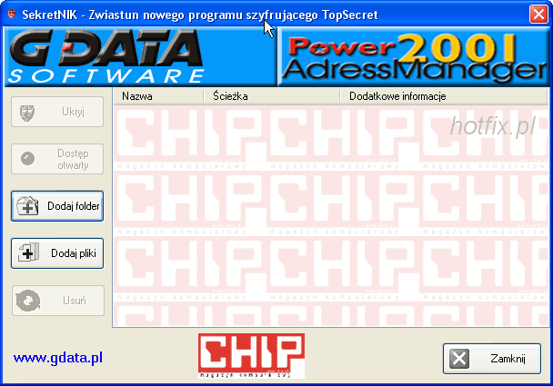 Sekretnik - okno gwne