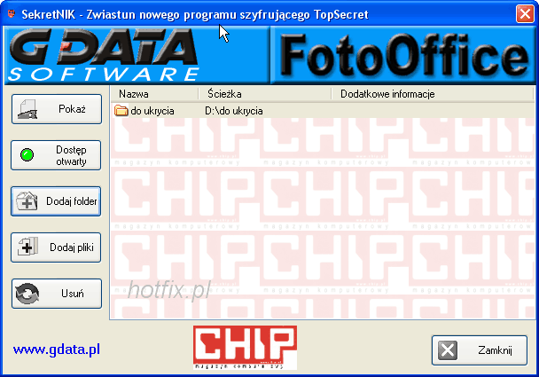 Ukrywanie folderu za pomoc programu sekretnik