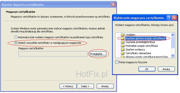 Internet Explorer - jak doda certyfikat