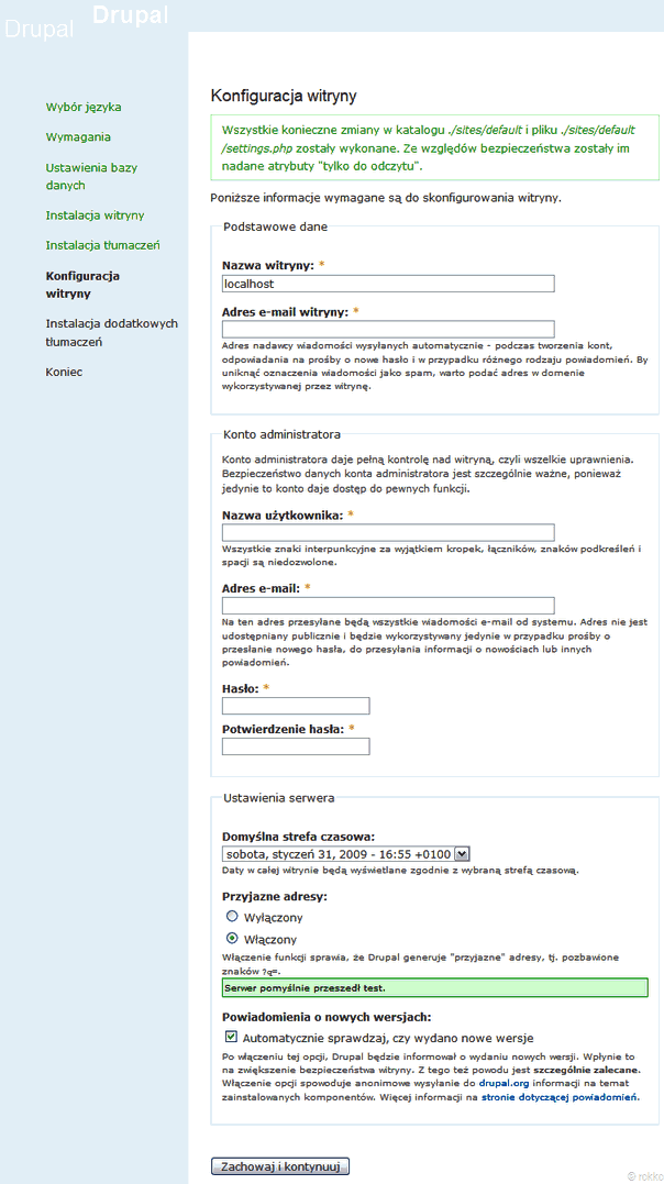 Konfiguracja witryny