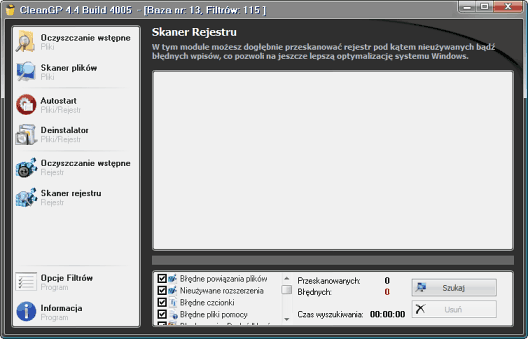 Skaner rejestru - CleanGP