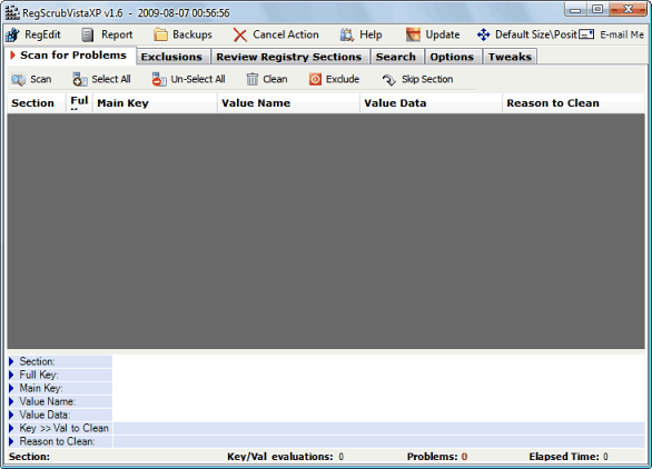 Zakadka Scan for Problems - RegScrubVistaXP
