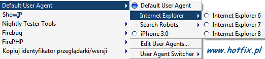 Firefox - User Agent Switcher