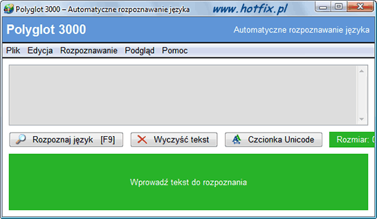 Okno gwne aplikacji Polyglot 3000