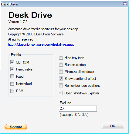 Okno gwne aplikacji BOS Desk Drive