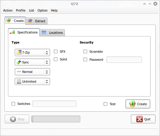 Q7Z, 7-Zip GUI dla Linux