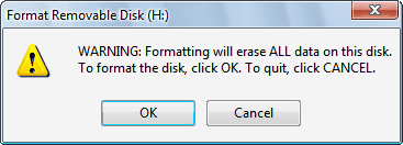Formatowanie - potwierdzenie operacji