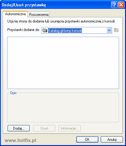 Dodawanie przystawki Certyfikaty