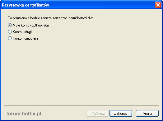 Przystawka certyfikatw