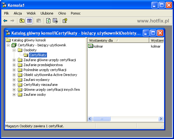 Konsola MMC i przystawka Certyfikaty