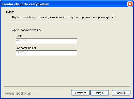 Haso bezpieczestwa dla klucza prywatnego