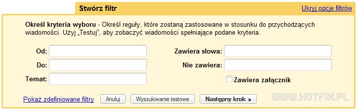 Gmail - tworzenie filtru