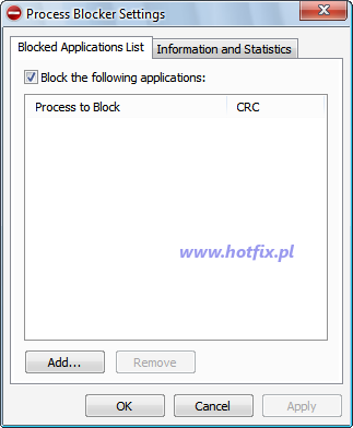 Process blocker - konfiguracja