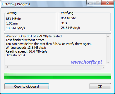 H2testw - podsumowanie