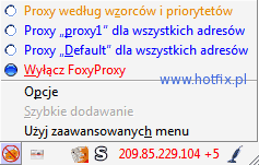 Menu FoxyProxy