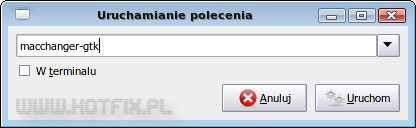 Uruchamianie macchanger-gtk