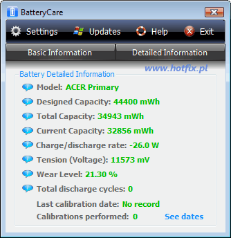 BatteryBar - szczegowe informacje
