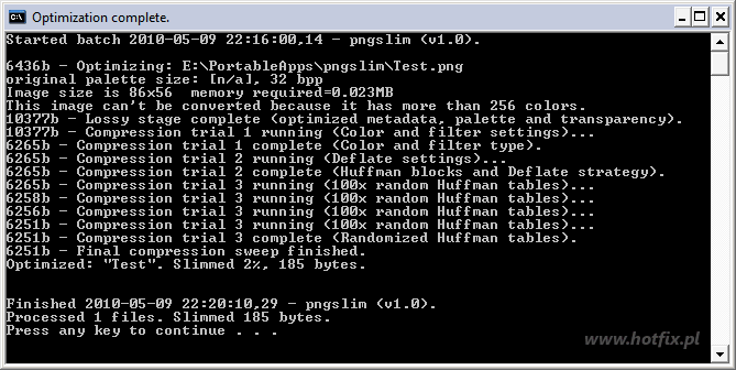 Pngslim - plik wsadowy - optymalizacja PNG