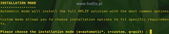 Linux, hplip - typ instalacji