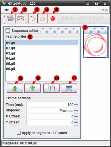 GiftedMotion - interfejs programu