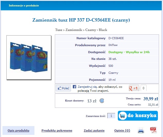 Ekran produktu